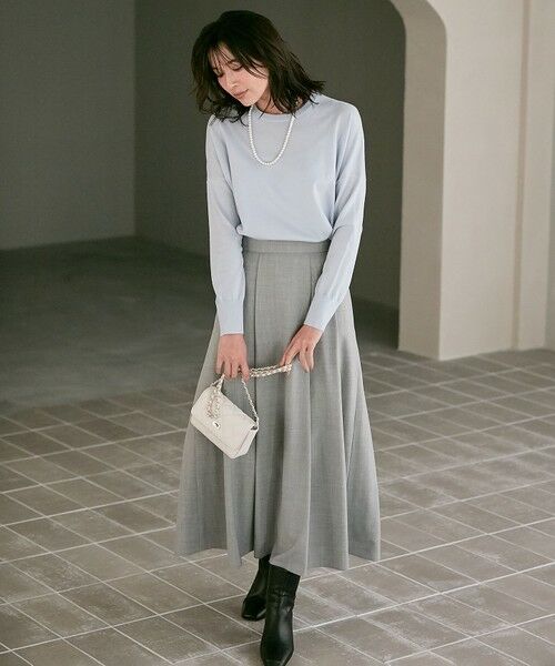 L size ONWARD(大きいサイズ) / エルサイズオンワード ミニ・ひざ丈スカート | 【洗える】ウールブレンドストレッチ フレアスカート | 詳細3