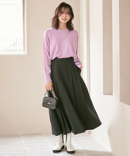 L size ONWARD(大きいサイズ) / エルサイズオンワード ミニ・ひざ丈スカート | 【洗える】ウールブレンドストレッチ フレアスカート | 詳細6