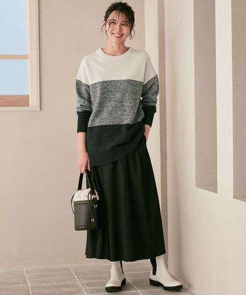 L size ONWARD(大きいサイズ) / エルサイズオンワード ミニ・ひざ丈スカート | 【洗える】ウールブレンドストレッチ フレアスカート | 詳細8