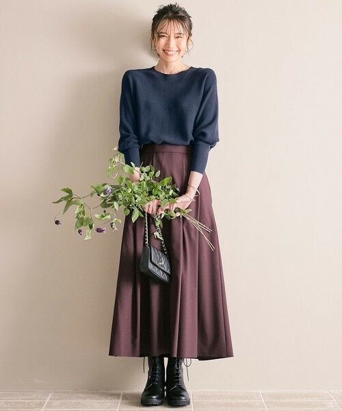 L size ONWARD(大きいサイズ) / エルサイズオンワード ミニ・ひざ丈スカート | 【洗える】ウールブレンドストレッチ フレアスカート | 詳細11