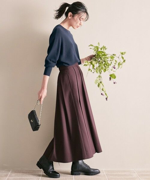 L size ONWARD(大きいサイズ) / エルサイズオンワード ミニ・ひざ丈スカート | 【洗える】ウールブレンドストレッチ フレアスカート | 詳細12