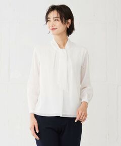 L size ONWARD(大きいサイズ) / エルサイズオンワード カットソー | カチオンストライプ ボウタイ カットソー