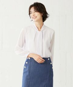 L size ONWARD(大きいサイズ) / エルサイズオンワード カットソー | カチオンストライプ ボウタイ カットソー