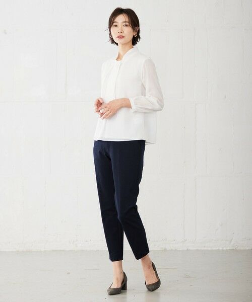 L size ONWARD(大きいサイズ) / エルサイズオンワード カットソー | カチオンストライプ ボウタイ カットソー | 詳細1