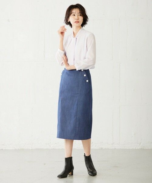 L size ONWARD(大きいサイズ) / エルサイズオンワード カットソー | カチオンストライプ ボウタイ カットソー | 詳細4