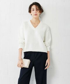 L size ONWARD(大きいサイズ) / エルサイズオンワード ニット・セーター | 【洗える】リリヤーンバルキー Vネックニット