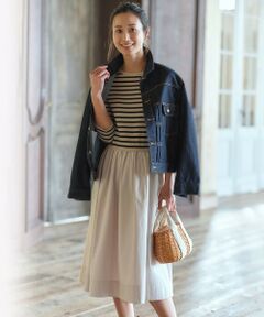 L size ONWARD(大きいサイズ) / エルサイズオンワード ロング・マキシ丈ワンピース | 【洗える】ハイカウントライトタフタ ドッキング ワンピース