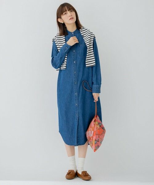 L size ONWARD(大きいサイズ) / エルサイズオンワード ミニ丈・ひざ丈ワンピース | 【洗える】23区DENIM ライトダンガリー シャツ ワンピース | 詳細2