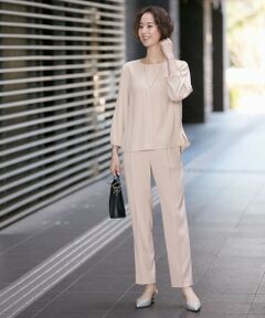 L size ONWARD(大きいサイズ) / エルサイズオンワード その他パンツ | 【洗える】ダブルフェイススーティング テーパードパンツ