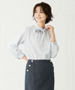 L size ONWARD(大きいサイズ) / エルサイズオンワード シャツ・ブラウス | 【洗える・吸水速乾】 ライトアムンゼンドットPT リボン ブラウス