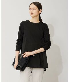 L size ONWARD(大きいサイズ) / エルサイズオンワード カットソー | 【洗える】 タイプライタージャージーコンビ ペプラムプルオーバー