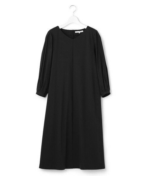 L size ONWARD(大きいサイズ) / エルサイズオンワード ロング・マキシ丈ワンピース | 【洗える】コットンツイルジャージー コンビ ワンピース(ブラック系)
