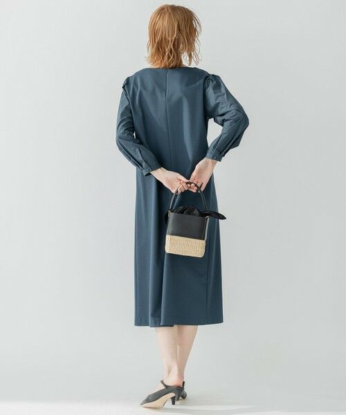 L size ONWARD(大きいサイズ) / エルサイズオンワード ロング・マキシ丈ワンピース | 【洗える】コットンツイルジャージー コンビ ワンピース | 詳細1