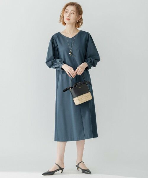 L size ONWARD(大きいサイズ) / エルサイズオンワード ロング・マキシ丈ワンピース | 【洗える】コットンツイルジャージー コンビ ワンピース | 詳細2