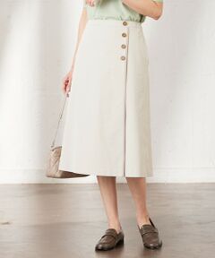 L size ONWARD(大きいサイズ) / エルサイズオンワード ミニ・ひざ丈スカート | 【洗える・吸水速乾・接触冷感】リネンツイル スカート