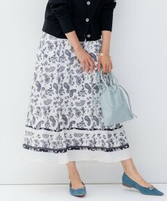 L size ONWARD(大きいサイズ) / エルサイズオンワード ミニ・ひざ丈スカート | 【洗える】スカーフパネルプリント スカート