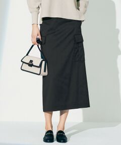L size ONWARD(大きいサイズ) / エルサイズオンワード ミニ・ひざ丈スカート | 【洗える】テンセルナイロンストレッチ カーゴ スカート