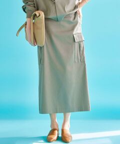 L size ONWARD(大きいサイズ) / エルサイズオンワード ミニ・ひざ丈スカート | 【洗える】テンセルナイロンストレッチ カーゴ スカート