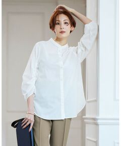 L size ONWARD(大きいサイズ) / エルサイズオンワード シャツ・ブラウス | 【洗える】キュームコアローン バンドカラーシャツ