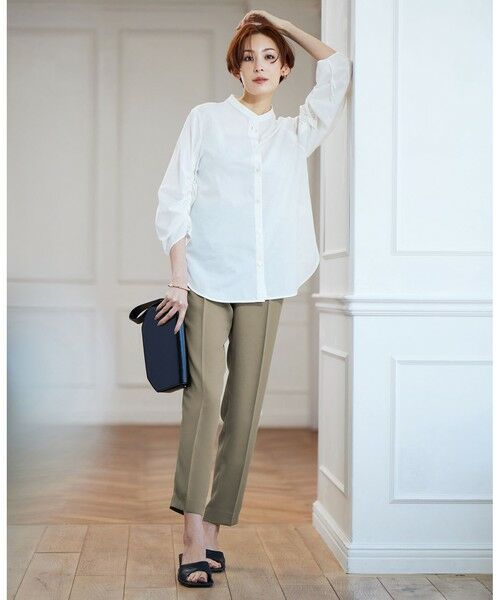 L size ONWARD(大きいサイズ) / エルサイズオンワード シャツ・ブラウス | 【洗える】キュームコアローン バンドカラーシャツ | 詳細1