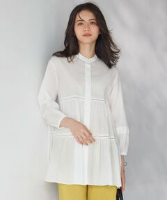 L size ONWARD(大きいサイズ) / エルサイズオンワード シャツ・ブラウス | 【SLOW/洗える】コットンローン ティアードチュニック ブラウス
