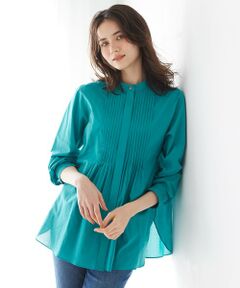 L size ONWARD(大きいサイズ) / エルサイズオンワード シャツ・ブラウス | 【SLOW/洗える】コットンローン バンドカラー ブラウス