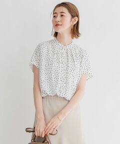 L size ONWARD(大きいサイズ) / エルサイズオンワード シャツ・ブラウス | 【セットアップ対応/洗える】バックサテンアムンゼン ドットプリント ブラウス