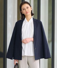 L size ONWARD(大きいサイズ) / エルサイズオンワード テーラードジャケット | 【洗える】テンセルリネンストレッチ テーラードジャケット