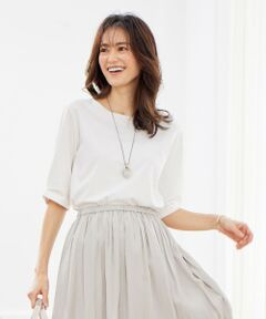 L size ONWARD(大きいサイズ) / エルサイズオンワード カットソー | 【接触冷感・UVケア】スムースジャージー タックスリーブ カットソー