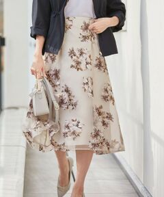 L size ONWARD(大きいサイズ) / エルサイズオンワード ミニ・ひざ丈スカート | 【洗える】フラワーオパールプリント スカート