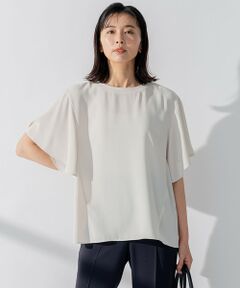 L size ONWARD(大きいサイズ) / エルサイズオンワード シャツ・ブラウス | 【洗える】バックサテンアムンゼン ネックステッチ ブラウス