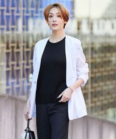 L size ONWARD(大きいサイズ) / エルサイズオンワード ノーカラージャケット | 【洗える】 UnleashLite ノーカラージャケット