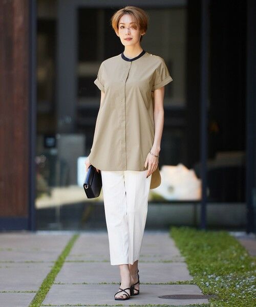 L size ONWARD(大きいサイズ) / エルサイズオンワード カットソー | 【洗える】 タイプライタージャージーコンビ カットソー | 詳細14