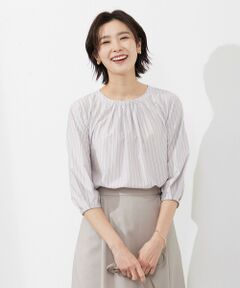 L size ONWARD(大きいサイズ) / エルサイズオンワード カットソー | 【イージーケア】 STRIPE JERSEY ボリュームスリーブ カットソー