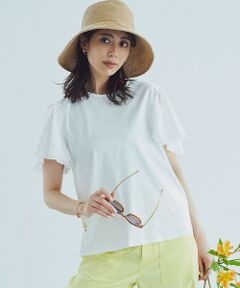 L size ONWARD(大きいサイズ) / エルサイズオンワード カットソー | 【WEB限定】フレアコンビジャージー 袖フリル カットソー