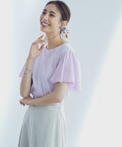 L size ONWARD(大きいサイズ) / エルサイズオンワード カットソー | 【WEB限定】フレアコンビジャージー 袖フリル カットソー