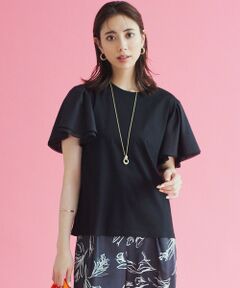 L size ONWARD(大きいサイズ) / エルサイズオンワード カットソー | 【WEB限定】フレアコンビジャージー 袖フリル カットソー