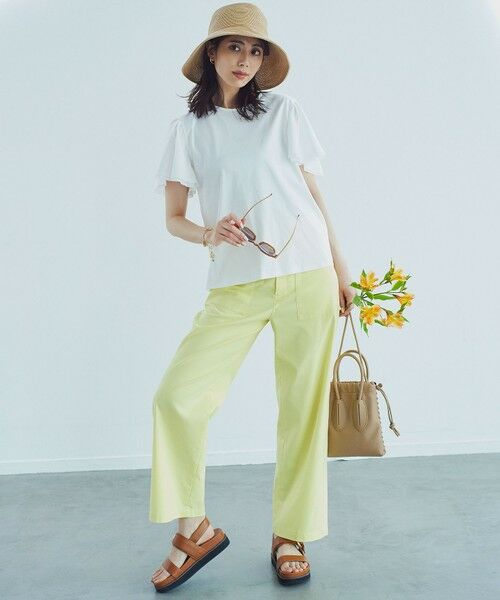 L size ONWARD(大きいサイズ) / エルサイズオンワード カットソー | 【WEB限定】フレアコンビジャージー 袖フリル カットソー | 詳細1