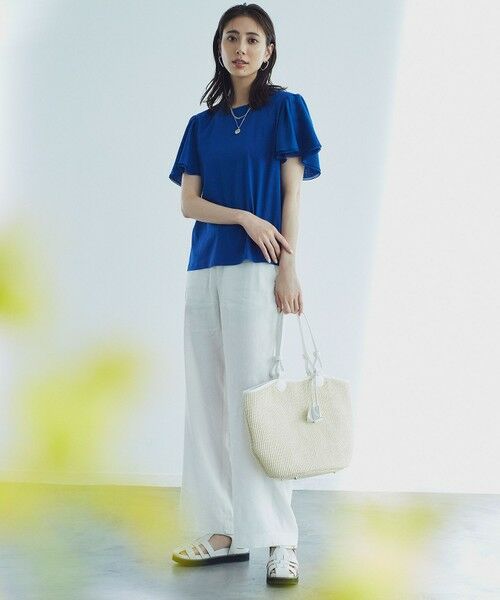 L size ONWARD(大きいサイズ) / エルサイズオンワード カットソー | 【WEB限定】フレアコンビジャージー 袖フリル カットソー | 詳細4