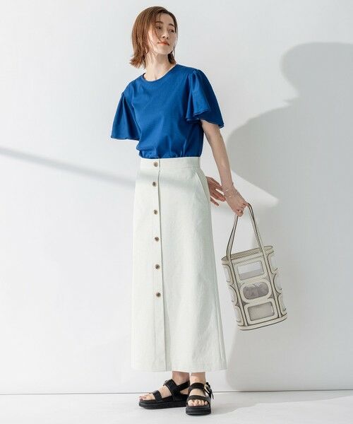 L size ONWARD(大きいサイズ) / エルサイズオンワード カットソー | 【WEB限定】フレアコンビジャージー 袖フリル カットソー | 詳細5