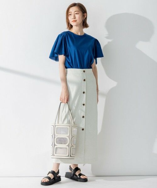 L size ONWARD(大きいサイズ) / エルサイズオンワード カットソー | 【WEB限定】フレアコンビジャージー 袖フリル カットソー | 詳細6