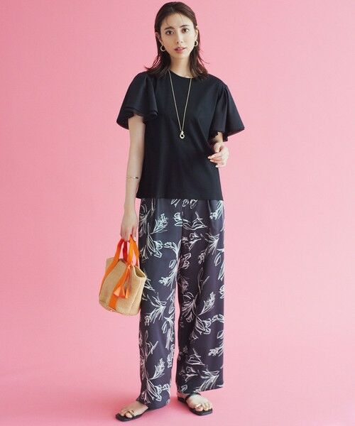 L size ONWARD(大きいサイズ) / エルサイズオンワード カットソー | 【WEB限定】フレアコンビジャージー 袖フリル カットソー | 詳細14