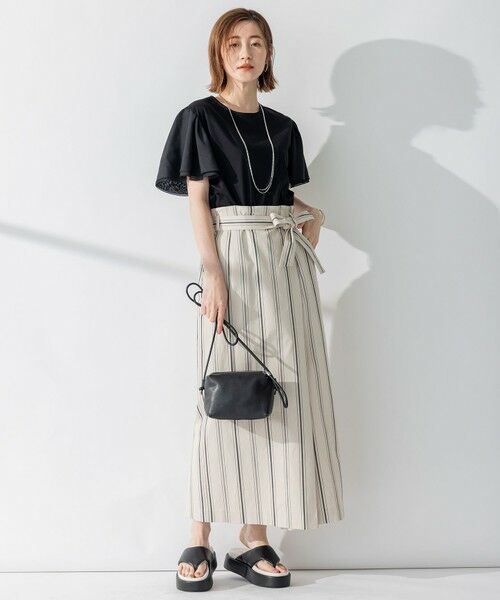 L size ONWARD(大きいサイズ) / エルサイズオンワード カットソー | 【WEB限定】フレアコンビジャージー 袖フリル カットソー | 詳細15