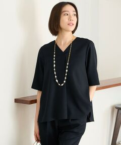 L size ONWARD(大きいサイズ) / エルサイズオンワード シャツ・ブラウス | 【接触冷感・速乾・UVケア・撥水・防シワ】リネンライクツィル5分袖 ブラウス