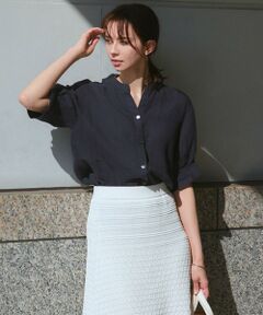 L size ONWARD(大きいサイズ) / エルサイズオンワード シャツ・ブラウス | 【洗える】LIBECO スキッパーブラウス