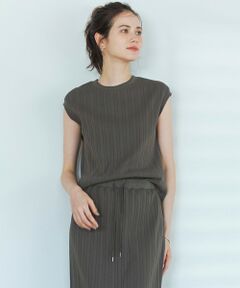 L size ONWARD(大きいサイズ) / エルサイズオンワード カットソー | 【SLOW/洗える】ランダムリブフライス フレンチスリーブ カットソー