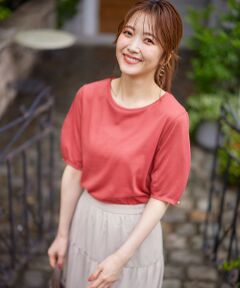 L size ONWARD(大きいサイズ) / エルサイズオンワード カットソー | 【汗ジミ防止・UVケア】アーモンドスリーブ カットソー