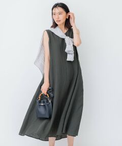 L size ONWARD(大きいサイズ) / エルサイズオンワード ロング・マキシ丈ワンピース | 【洗える】LIBECO ノースリーブ ワンピース