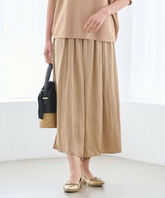 L size ONWARD(大きいサイズ) / エルサイズオンワード その他パンツ | 【ウエストゴム・長さ調整可・洗える】ビンテージサテン ガウチョパンツ