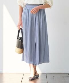 L size ONWARD(大きいサイズ) / エルサイズオンワード その他パンツ | 【ウエストゴム・長さ調整可・洗える】ビンテージサテン ガウチョパンツ